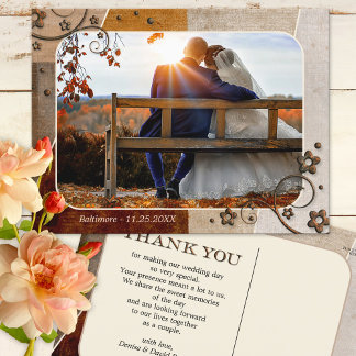 Boho Terra Cotta Wedding Foto Danke Postcard Postkarte