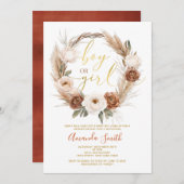 Boho Terracota Blume Junge oder Mädchen Gender Rev Einladung (Vorne/Hinten)