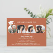 Boho terracotta 3 Fotos Skript-Abschluss Einladung (Stehend Vorderseite)
