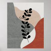 Boho Terracotta Abstrakt Botanische Kunst Poster (Vorne)