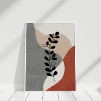 Boho Terracotta Abstrakt Botanische Kunst Poster