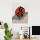 Boho Terracotta Abstrakte Sonne und Landschaft Kun Poster (Heimbüro)