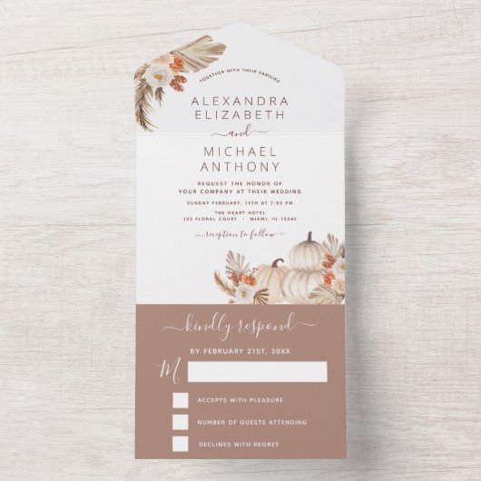 Boho Terracotta - alles in einem All In One Einladung (Innen Boden)