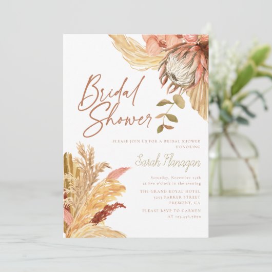 Boho Terracotta Aquarell Brautparty Einladung (Stehend Vorderseite)