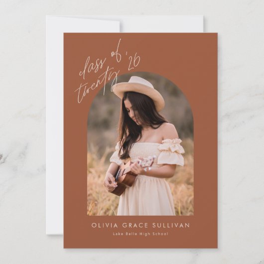 Boho Terracotta Arch Foto Abschluss Ankündigung (Vorderseite)