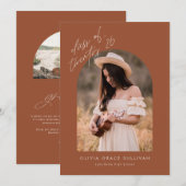 Boho Terracotta Arch Foto Abschluss Ankündigung (Vorne/Hinten)