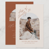 Boho Terracotta Arch Foto Abschluss Einladung (Vorne/Hinten)