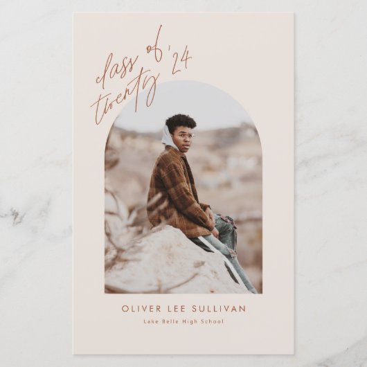 Boho Terracotta Arch Foto Abschluss Einladung (Vorderseite)