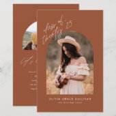 Boho Terracotta Arch Foto Abschluss Einladung (Vorne/Hinten)