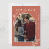 Boho Terracotta Arch Foto Floral Save The Date (Vorderseite)