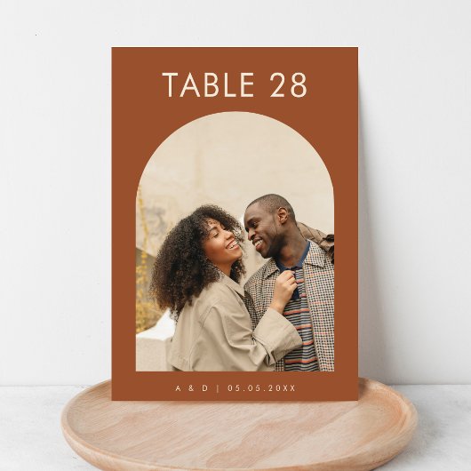 Boho Terracotta Arch Foto Minimalistisch Wedding Tischnummer