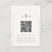 Boho Terracotta Arch & Foto QR Code Wedding RSVP Begleitkarte (Vorderseite)