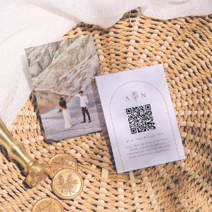 Boho Terracotta Arch & Foto QR Code Wedding RSVP Begleitkarte
