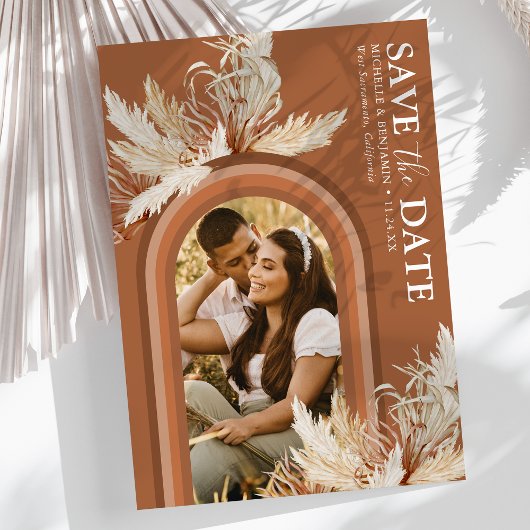 Boho Terracotta Arch Foto Save the Date