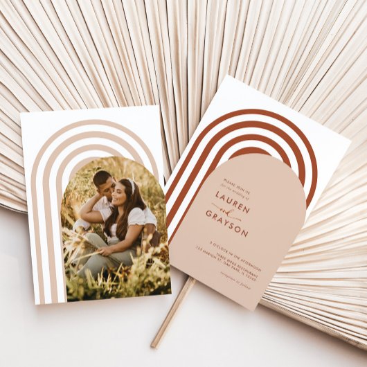 Boho Terracotta Arch Foto Wedding Einladung