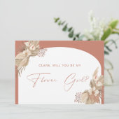 Boho Terracotta Arch Pampas Grass Blume Girl Card Einladung (Stehend Vorderseite)