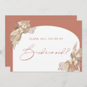 Boho Terracotta Arch Pampas Grass Bridesmaid Karte (Vorne/Hinten)