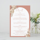Boho Terracotta Arch Pampas Grass Menu (Stehend Vorderseite)