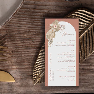 Boho Terracotta Arch Pampas Grass Menu Menükarte