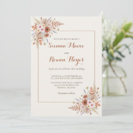 Boho Terracotta Arch & Pampas Grass Wedding Einladung