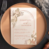 Boho Terracotta Arch Pampas Grass Wedding Invitati Einladung