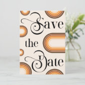 Boho Terracotta Arch & Retro Script Foto Wedding Save The Date (Stehend Vorderseite)