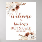 Boho Terracotta Baby Shower Girl Begrüßungszeichen Poster (Vorne)