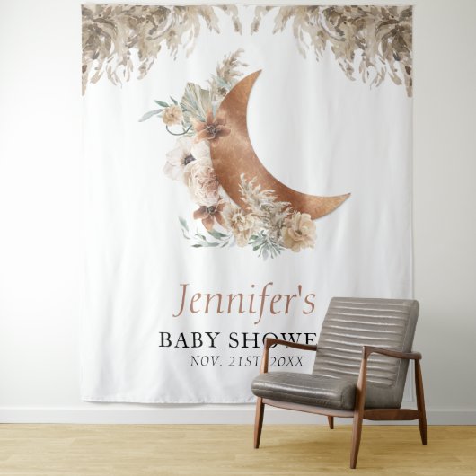 Boho Terracotta Babydusche Wandteppich (Beispiel)