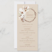 Boho Terracotta Beige Blumenkreide Menü (Vorderseite)