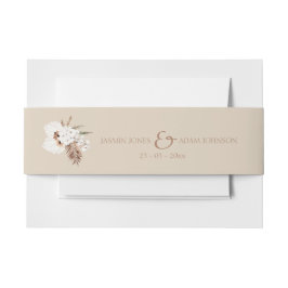 Boho Terracotta Beige Pampas Grass Floral Wedding Einladungsbanderole