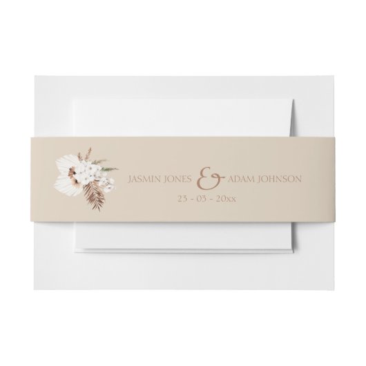 Boho Terracotta Beige Pampas Grass Floral Wedding Einladungsbanderole (Vorderseite Beispiel)