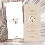 Boho Terracotta Beige Pampas Grass Floral Wedding Menükarte<br><div class="desc">Das Boho Terracotta Brown Pampas Grass Floral Wedding Menu ist eine faszinierende Mischung aus böhmischem Charme und rustikaler Eleganz. Die skurrile Anziehungskraft von Pampasgras und zarten, weißen Orchideen, Set vor einem Hintergrund von weiß und terracotta braun, für eine botanisch-inspirierte Feier, die das Wesen der boho Romantik. Dieses Menü mit botanischen...</div>
