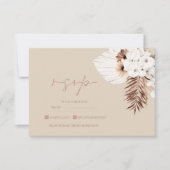 Boho Terracotta Beige Pampas Grass Floral Wedding RSVP Karte (Vorderseite)