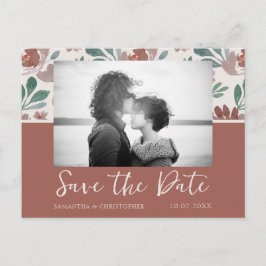 Boho Terracotta & Beige Save the Date Wedding Postkarte