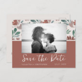 Boho Terracotta & Beige Save the Date Wedding Postkarte (Vorne/Hinten)