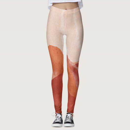 Boho Terracotta Berge, abstraktes Poster. Leggings (Vorderseite)