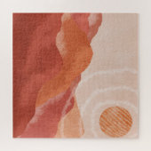 Boho Terracotta Berge, abstraktes Poster. Puzzle (Horizontal)
