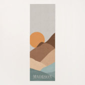 Boho Terracotta Blue Sun Mountains Abstrakt Yogamatte (Rückseite)