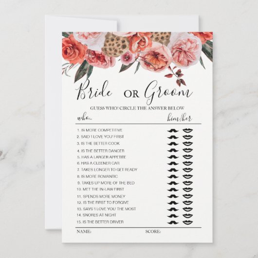 Boho terracotta Blume Braut oder Bräutigam Einladung (Vorderseite)