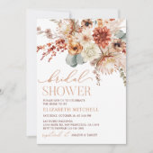 Boho Terracotta Blume Fall Brautparty Einladung (Vorderseite)