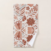 Boho Terracotta Blumenmuster Badetuch Set (Handtuch)