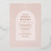 Boho Terracotta Blush Wedding Arch & UAWG QR Code Folieneinladung (Vorderseite)
