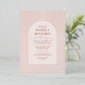 Boho Terracotta Blush Wedding Arch & UAWG QR Code Folieneinladung (Stehend vorne)