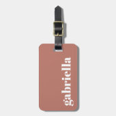 Boho Terracotta Bold Typografy Personalisiert Name Gepäckanhänger (Vorderseite vertikal)