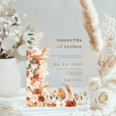 Boho Terracotta Botanical Pampas Elegance Hochzeit Acryleinladungen