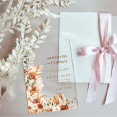 Boho Terracotta Botanical Pampas Elegance Hochzeit Acryleinladungen