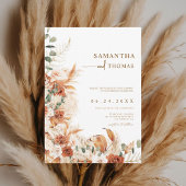 Boho Terracotta Botanical Pampas Elegance Hochzeit Einladung