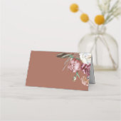 Boho Terracotta Botanischer Blumentisch Platzkarte (Rückseite)