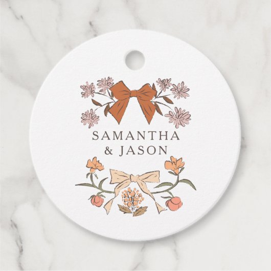 Boho Terracotta Bow Gastgeschenk Hochzeit Geschenkanhänger (Vorderseite)