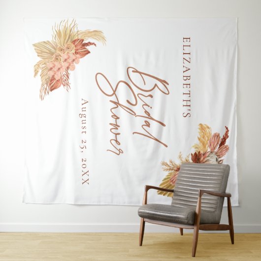 Boho Terracotta Brautparty Hintergrund Wandteppich (Beispiel (Horizontal))